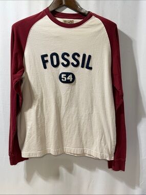 Fossil Cream & Maroon Raglan Long-Sleeve Tee